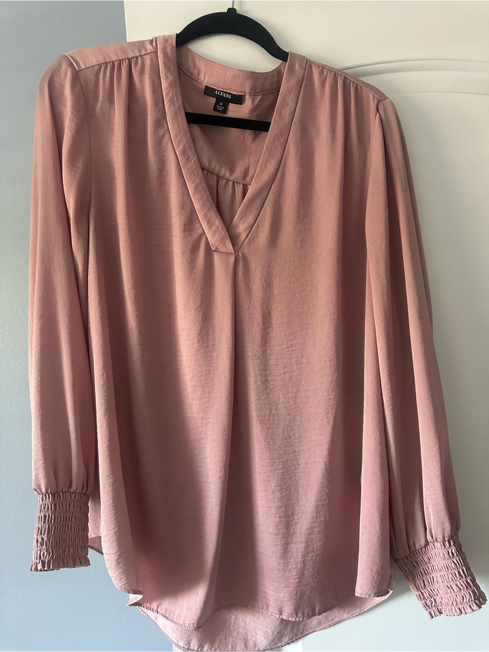 Alfani Soft Rose V-Neck Long Sleeve Blouse